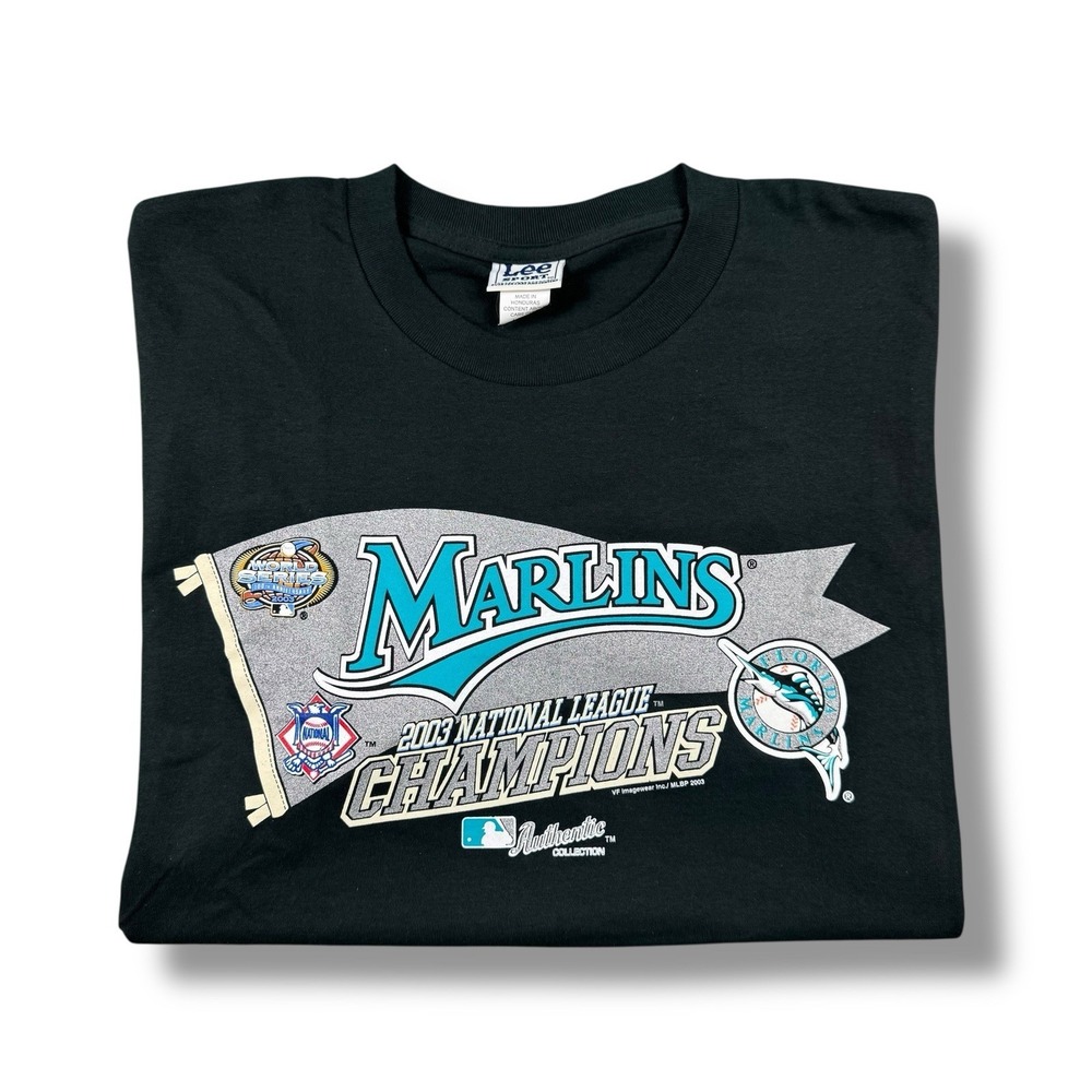 VTG Lee Sport MLB Florida Marlins 2003 National League Champions Tee Sz L EUC